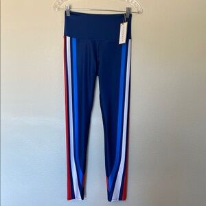 Gold Sheep striped leggings women’s small blue white red NWT